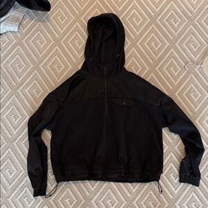 ATHLETA FLEECE Black Hooded Pullover Jacket